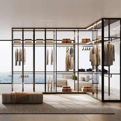 铝框玻璃柜系列-玻璃衣帽间